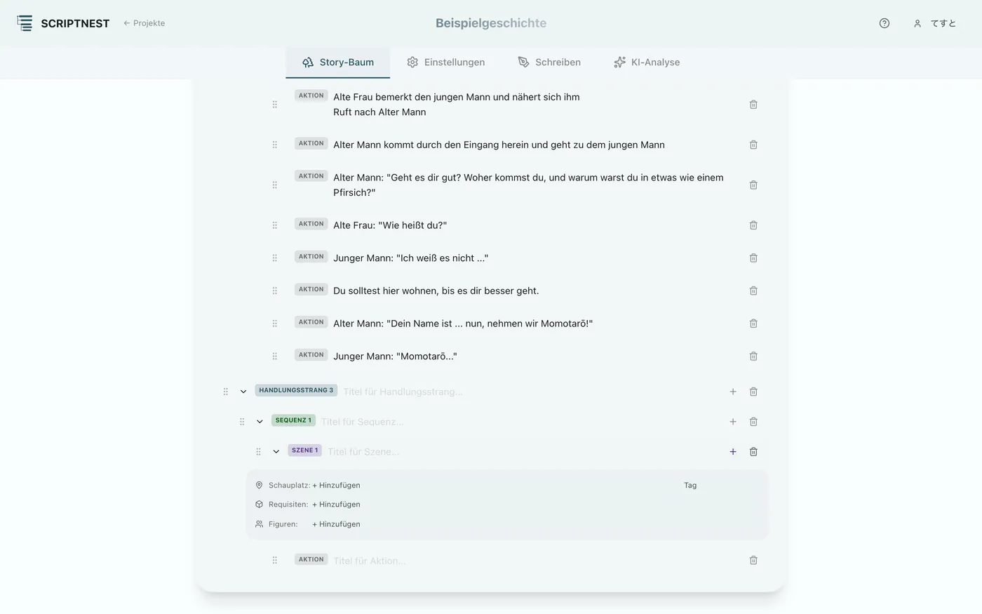 Abbildung 2.7: Hinzufügen eines Actie (Aktion)