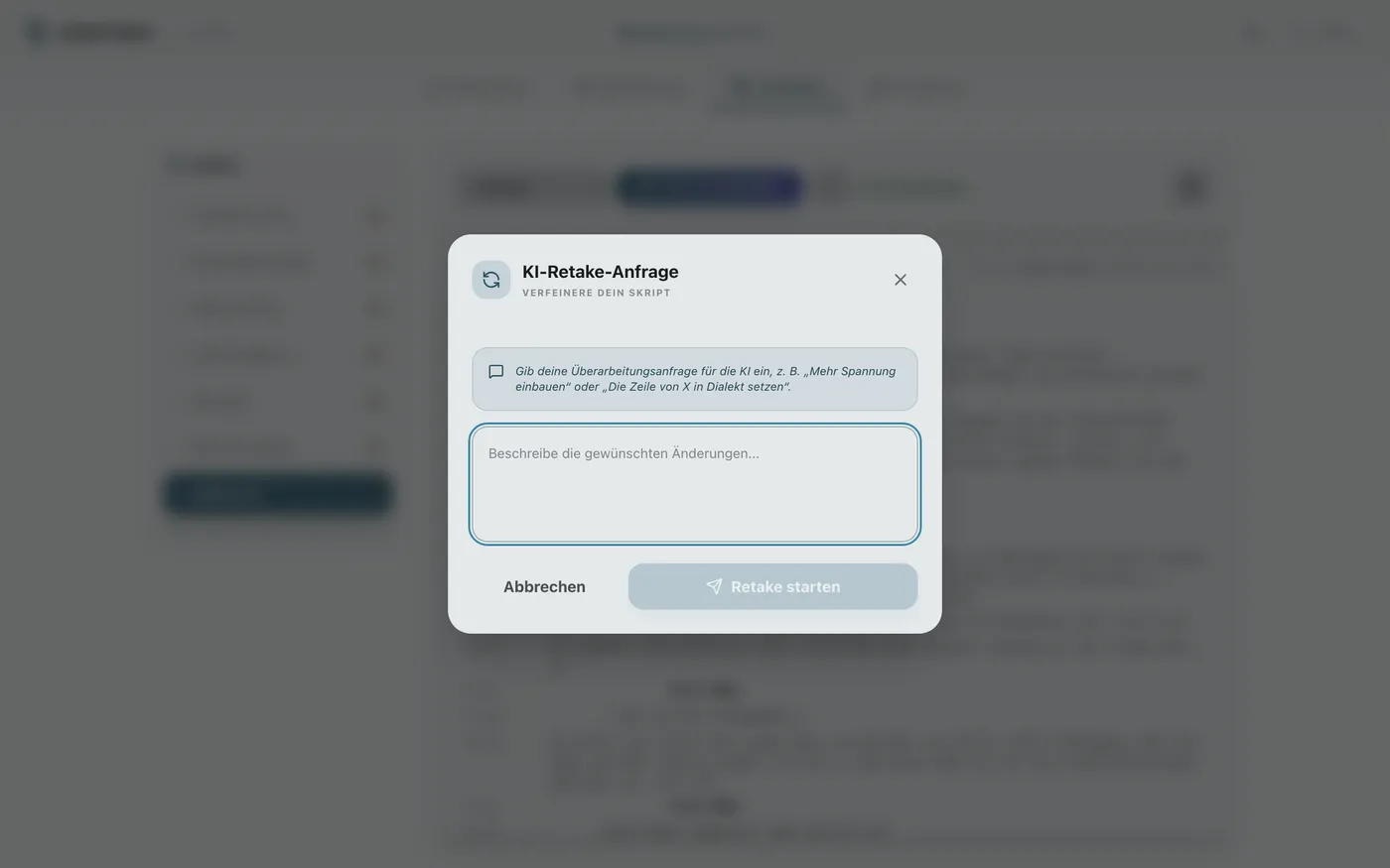 Abbildung 4.6: Retake-Anfrage an die KI