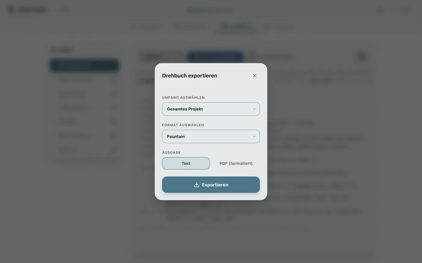Abbildung 5.3: Export als PDF oder Text