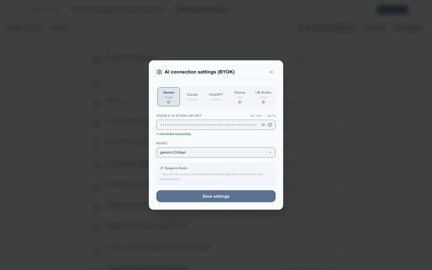 Figure 2.9: AI settings dialog