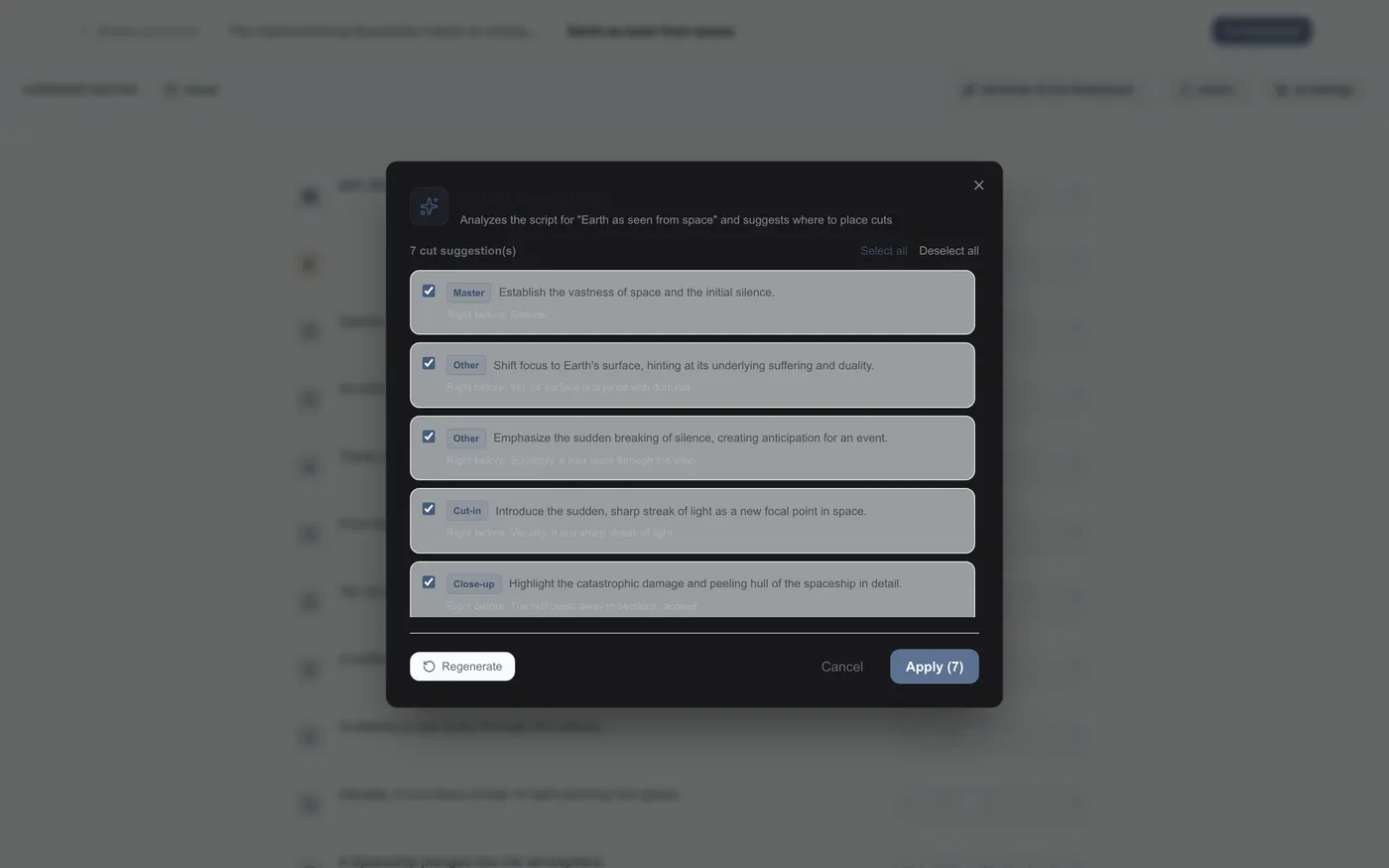 Figure 2.12: AI analyzing the screenplay