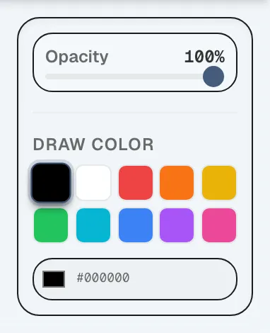 Figure 4.9: Color palette and opacity settings