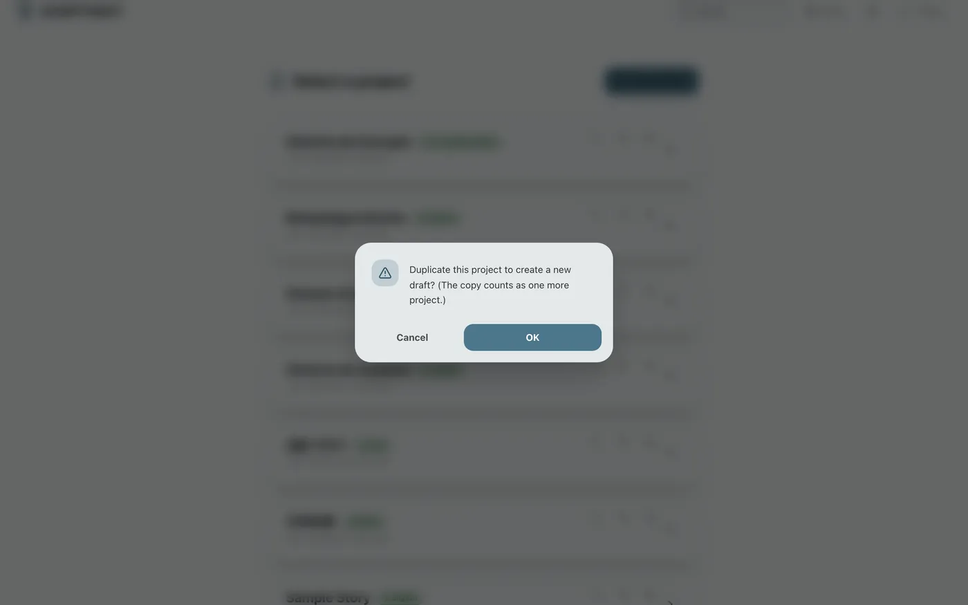 Figure 1.3: Duplicating a project