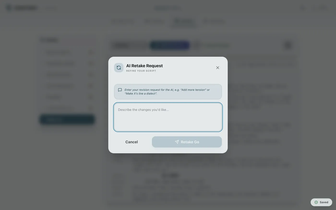 Figure 4.6: Requesting a retake from the AI