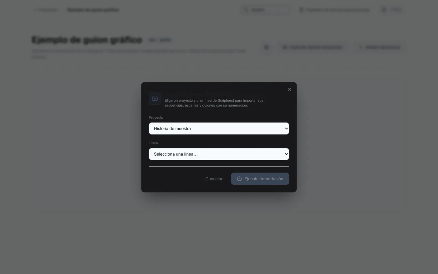 Figura 1.6: Selección del proyecto de Scriptnest