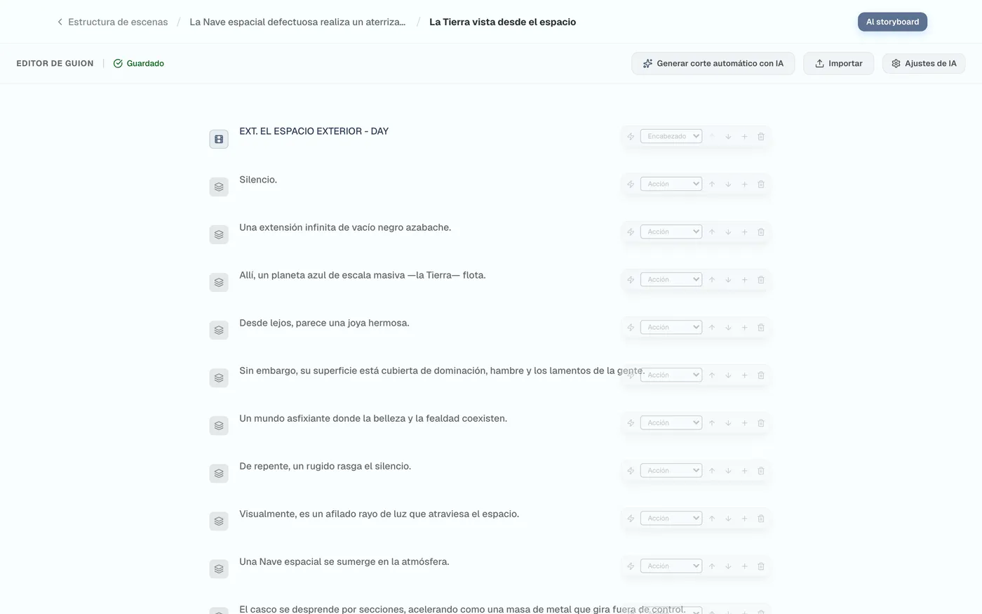 Figura 2.2: Pantalla del editor de guion