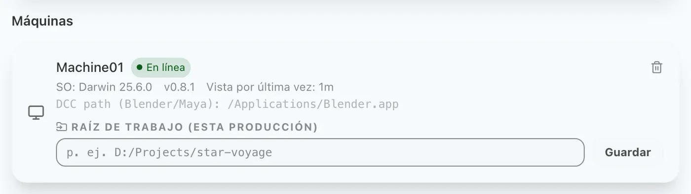 Figura 3.2: Estado de registro del agente local (máquina)