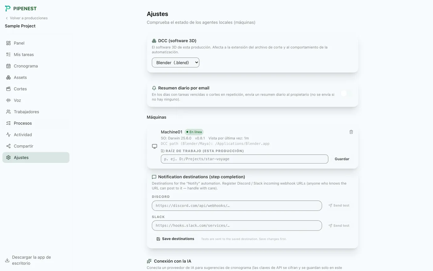 Figura 3.3: Configurar las horas en la página de procesos