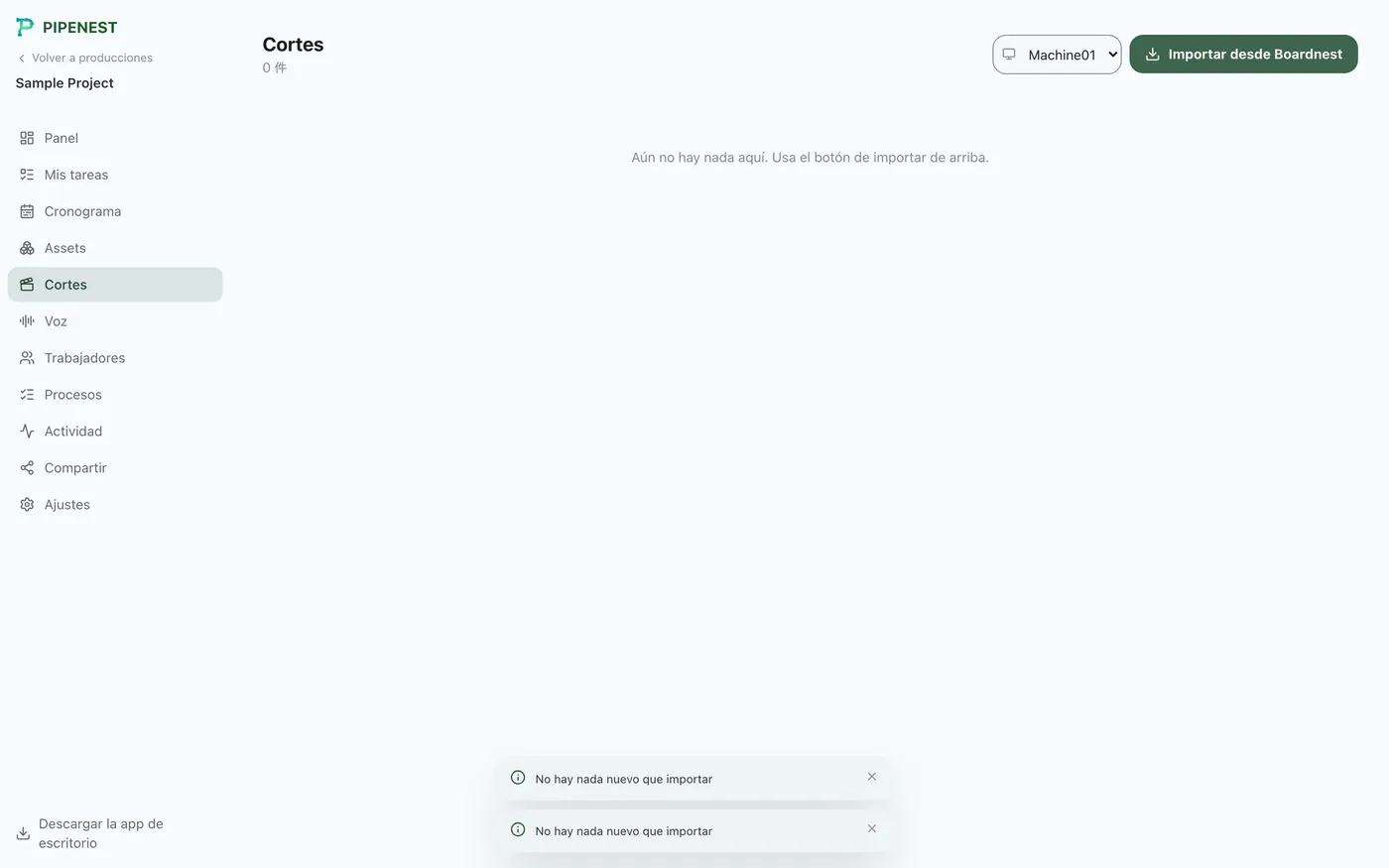 Figura 4.4: Planos de Boardnest importados con horas