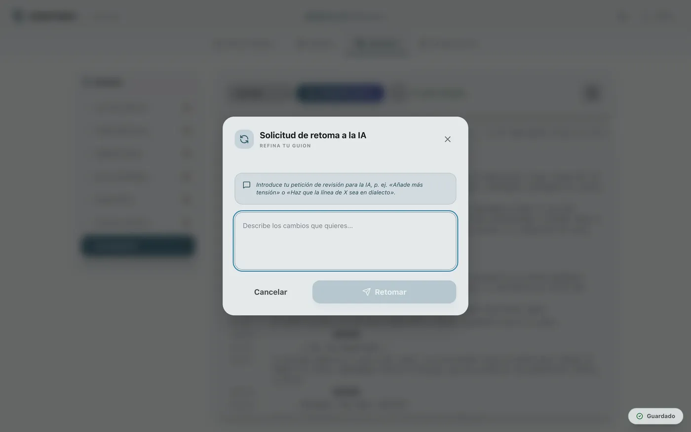 Figura 4.6: Solicitud de repetición a la IA