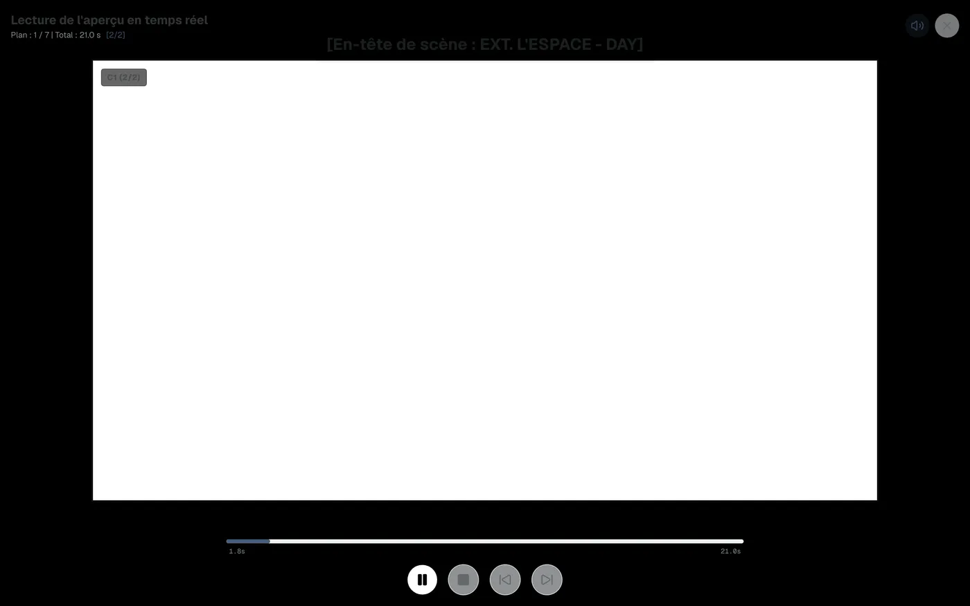 Figure 6.6 : Écran de lecture vidéo de l'aperçu en temps réel