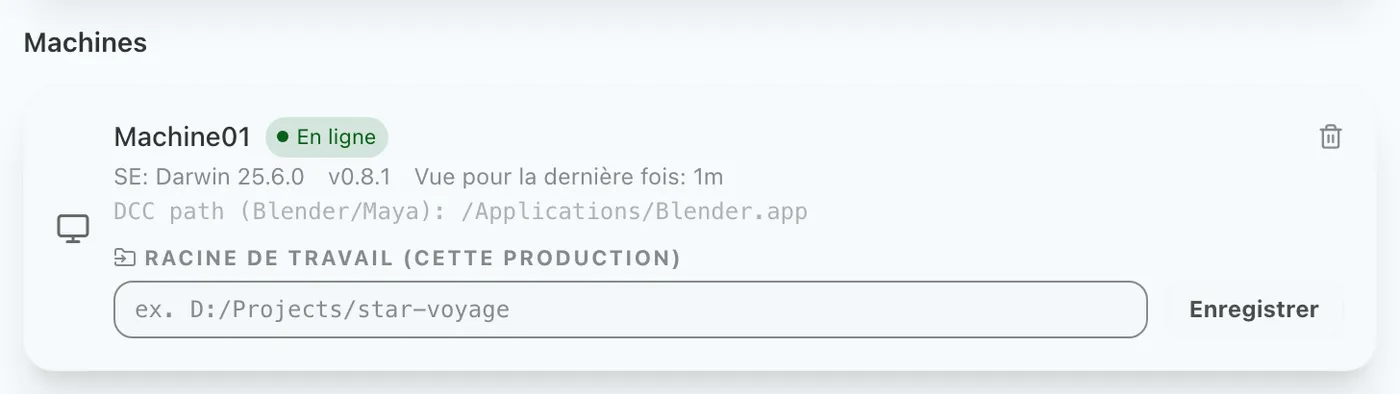Figure 3.2 : État d'enregistrement de l'agent local (machine)