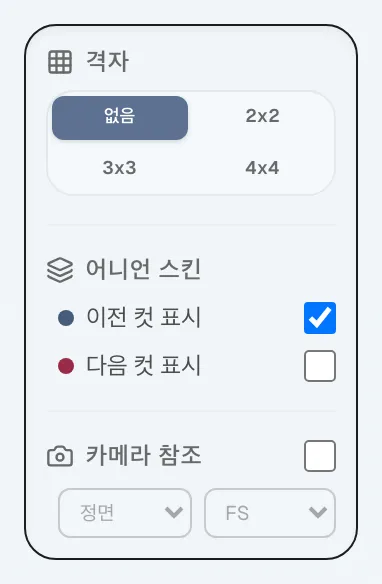 그림 4.10: 격자 표시·어니언 스킨 표시