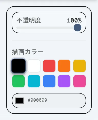 図 4.9：カラーパレット・透明度指定