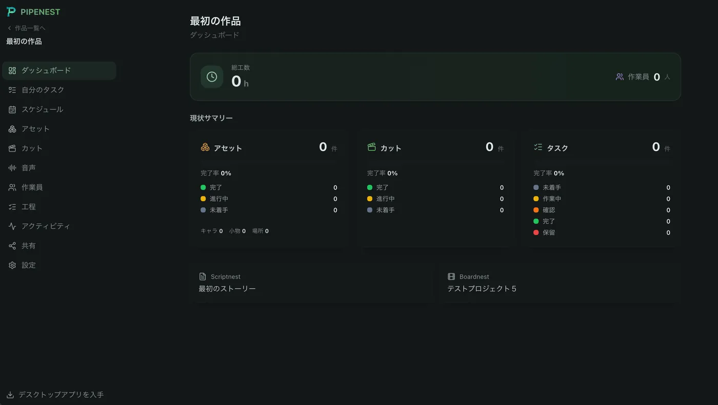 ダッシュボード画面