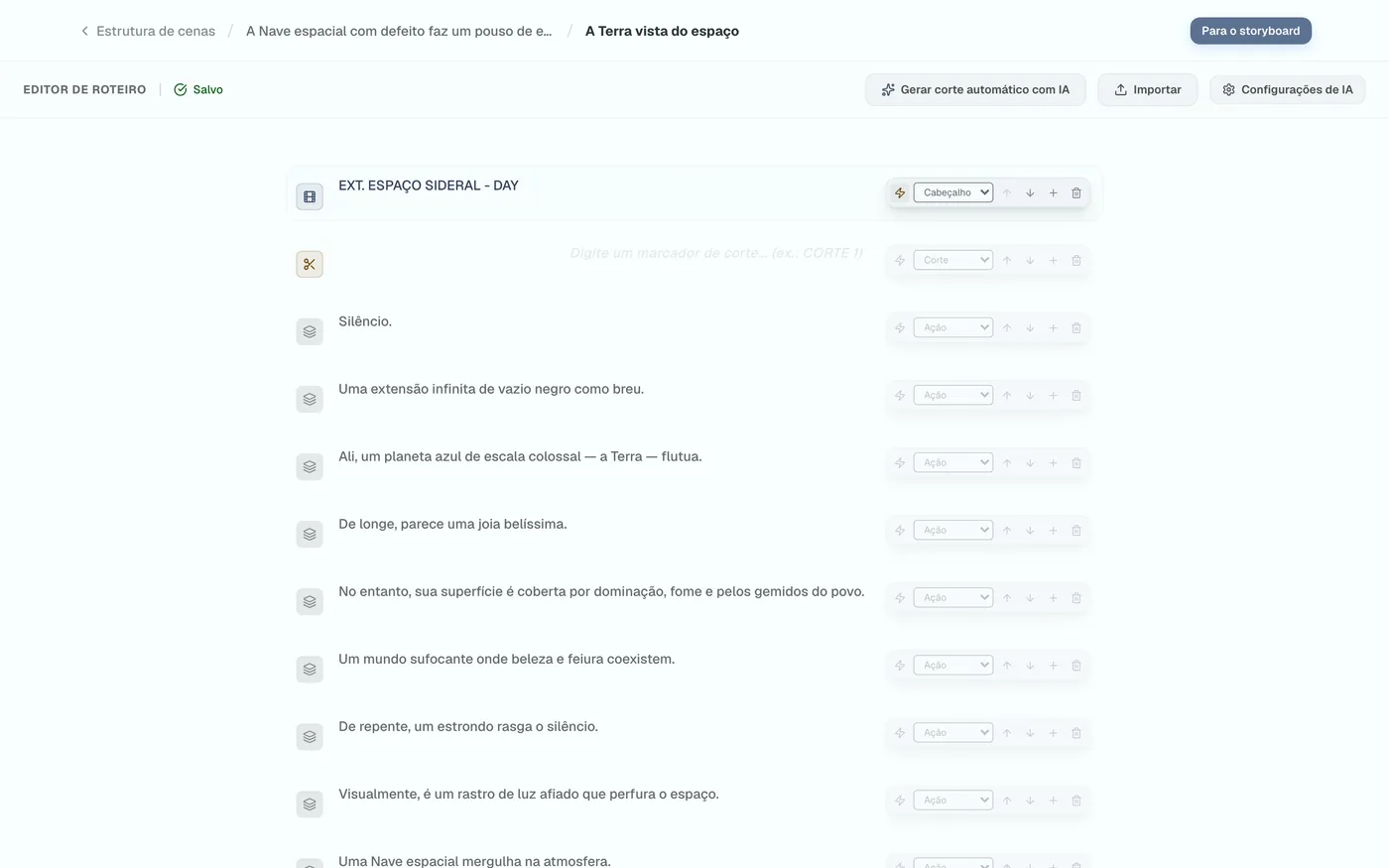 Figura 2.8: Configuração de divisão de cortes concluída
