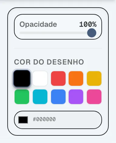 Figura 4.9: Paleta de cores e ajuste de opacidade