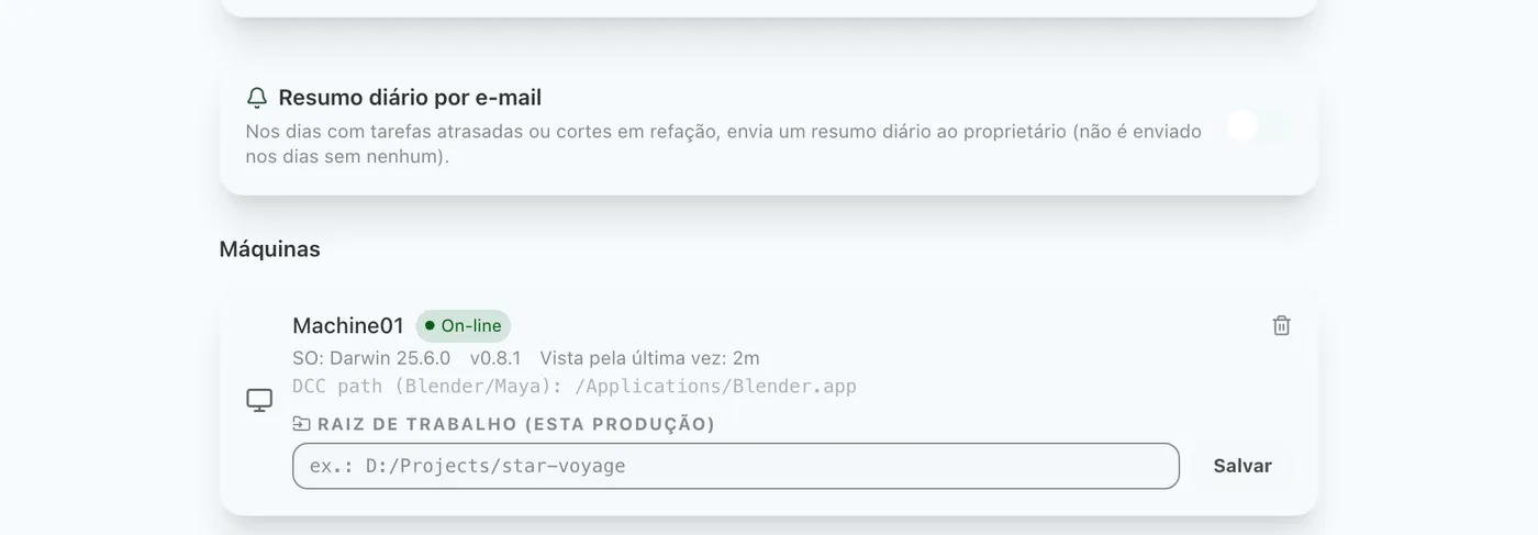 Figura 3.2: Status de registro do agente local (máquina)