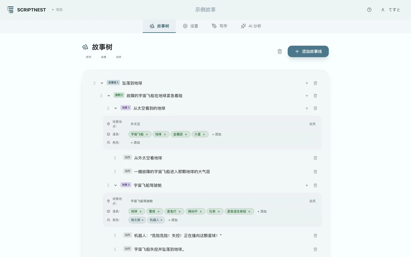 图 2.1：故事树画面